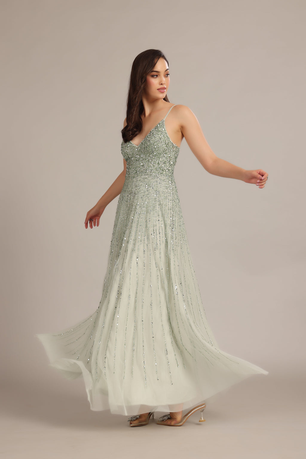 Legacy Embellished Maxi Dress in Sage Green
