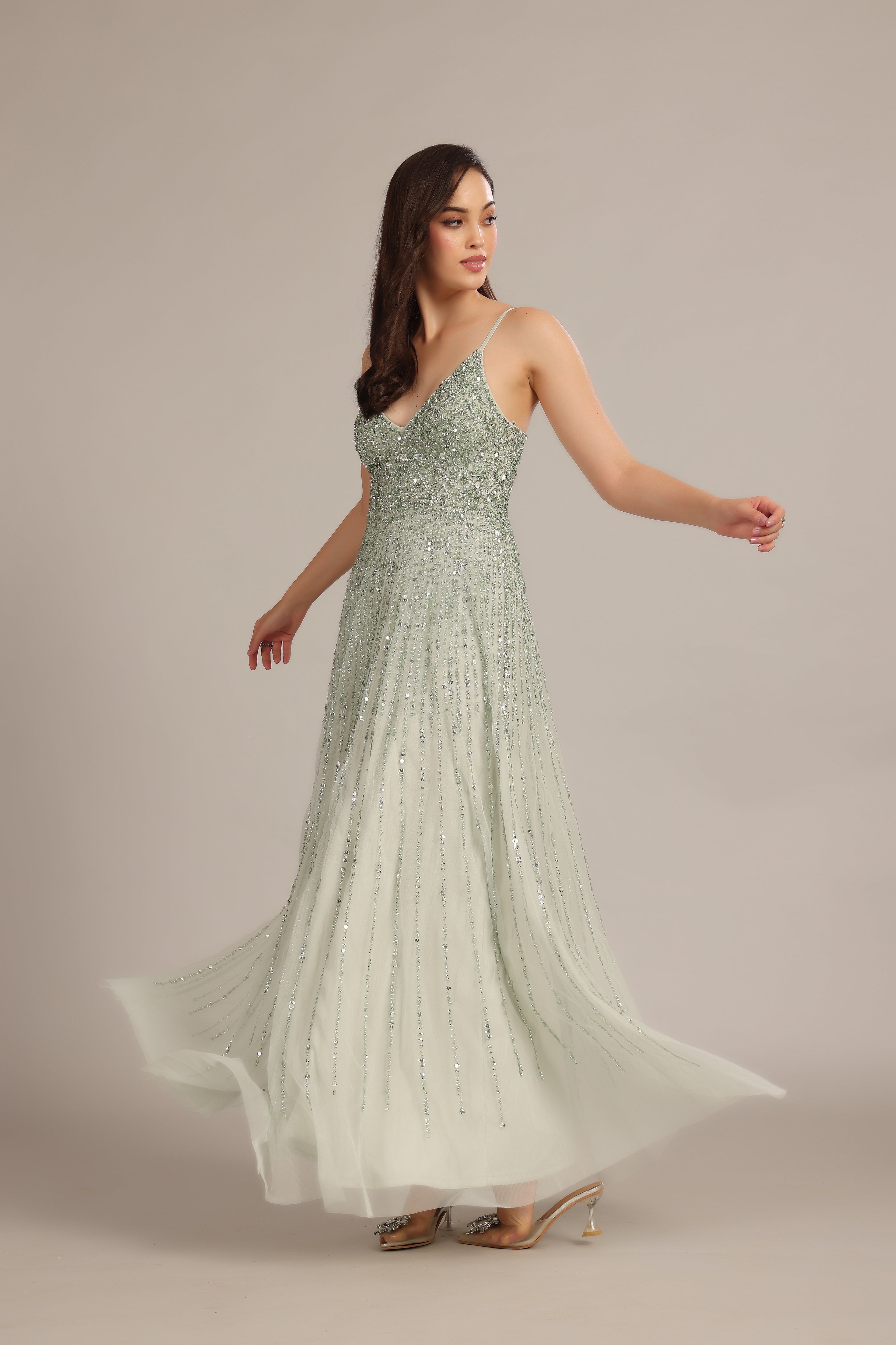 Legacy Embellished Maxi Dress in Sage Green