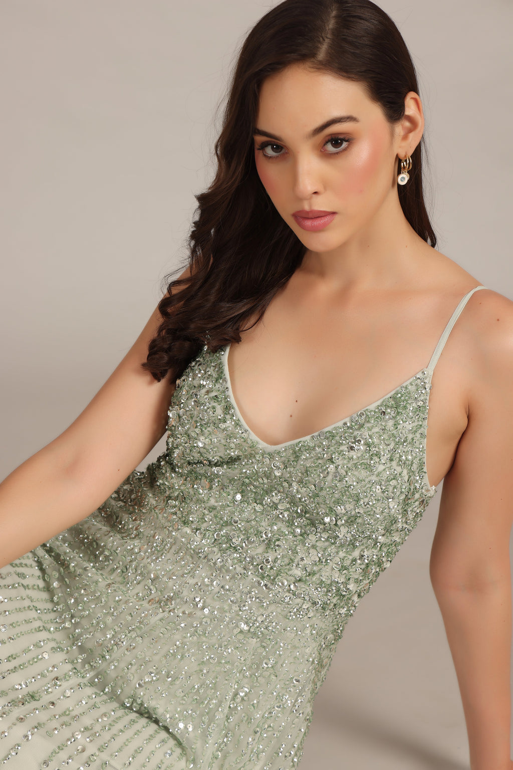 Legacy Embellished Maxi Dress in Sage Green