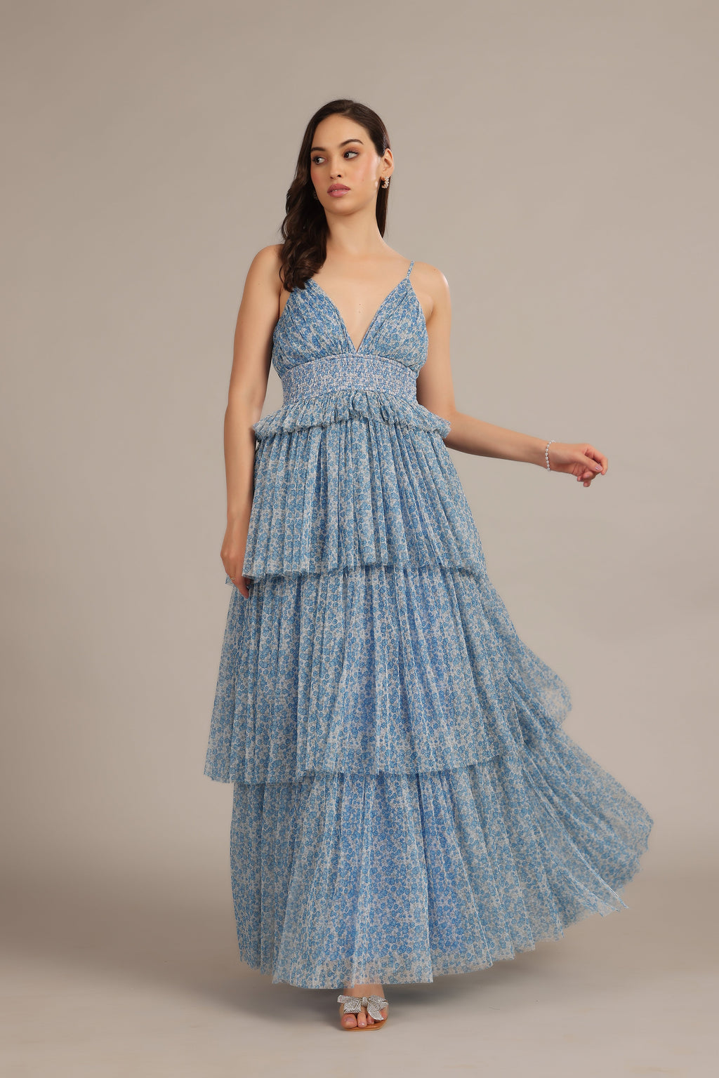 Rani Maxi Dress in Ditsy Blue Floral